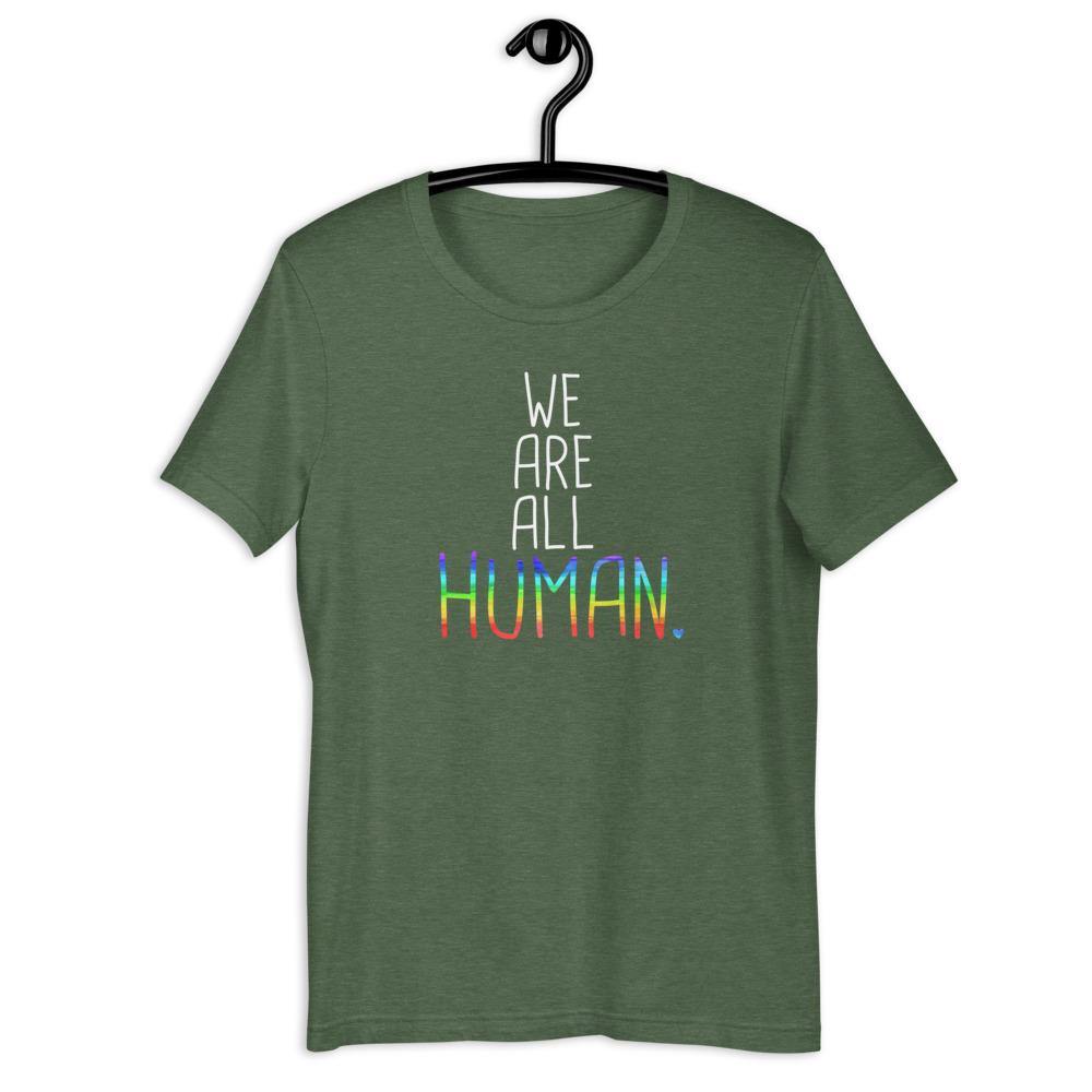 We Are All Human LGBTQIA+ Support Gift Gay Pride Rainbow Short-Sleeve Unisex T-Shirt - ActivistChic