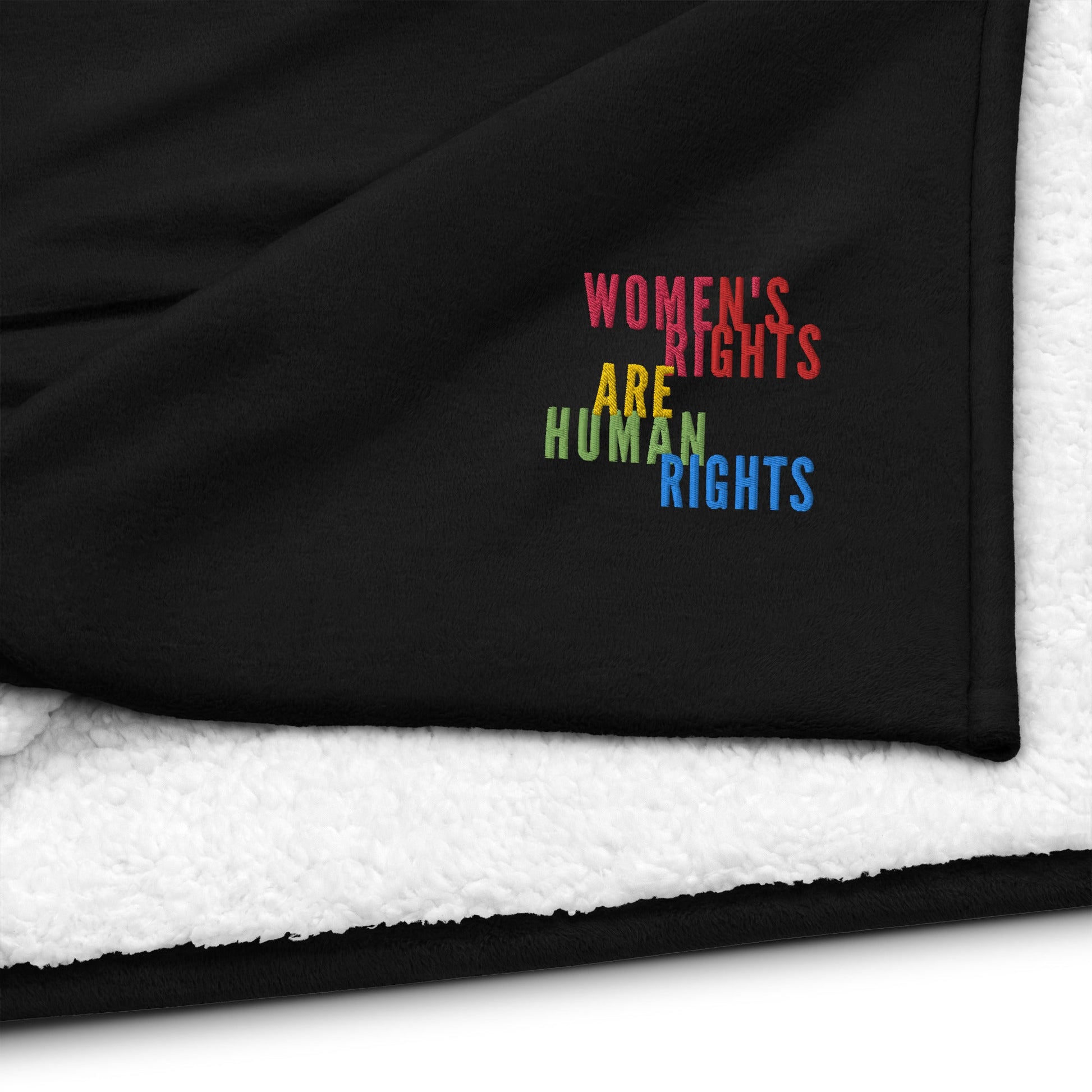 Women's Rights Are Human Rights Embroidered Premium sherpa blanket - ActivistChic