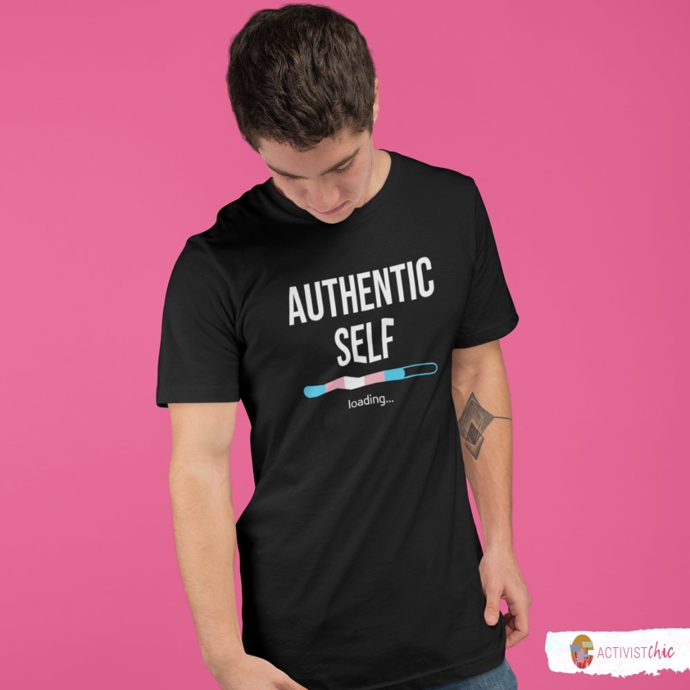 Authentic Self Loading Transgender Transition Trans Pride FTM MTF Gifts Short-Sleeve Unisex T-Shirt - ActivistChic