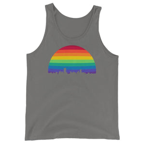Boston Skyline Rainbow LGBTQ Gay Lesbian Pride Wicked Proud Bella + Canvas 3480 Unisex Jersey Tank with Tear Away Label - ActivistChic