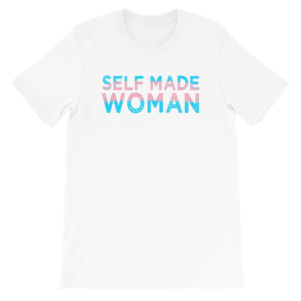 Distressed Self Made Woman Trans Flag Transgender Gift MTF Short-Sleeve Unisex T-Shirt - ActivistChic
