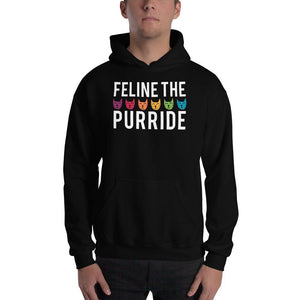 Feline The Purride LGBTQ Pride Rainbow Cat Gift Pun Hooded Sweatshirt - ActivistChic