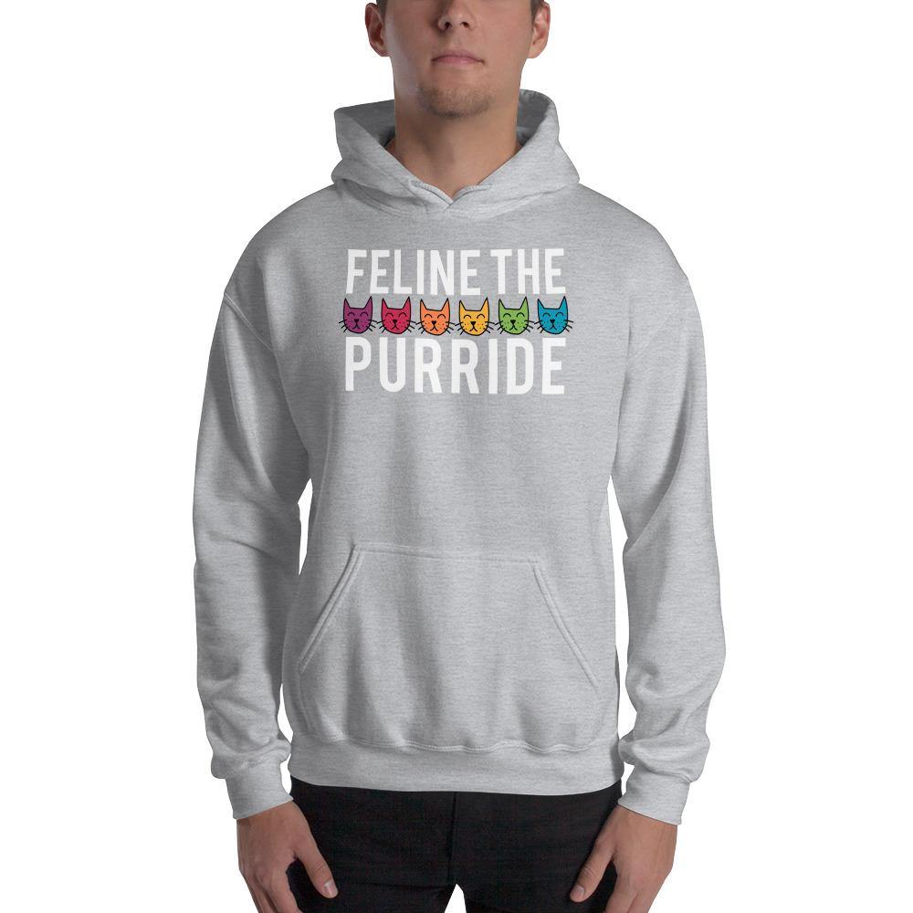 Feline The Purride LGBTQ Pride Rainbow Cat Gift Pun Hooded Sweatshirt - ActivistChic