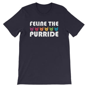 Feline The Purride LGBTQ Pride Rainbow Cat Gift Pun Short-Sleeve Unisex T-Shirt - ActivistChic