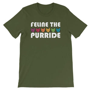 Feline The Purride LGBTQ Pride Rainbow Cat Gift Pun Short-Sleeve Unisex T-Shirt - ActivistChic
