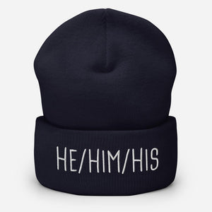 He Him His Pronouns Transgender Trans Gift Hat FTM Gifts Cuffed Beanie - ActivistChic