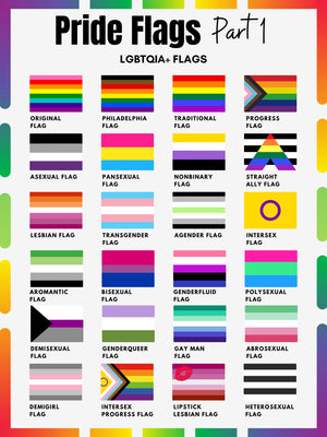 LGBTQIA+ Pride Flags Poster | Pride Flags 1 & 2 | LGBTQ Flag | LGBT Gift | Wall Art Decor | Poster to Print | Instant Download 4 Files