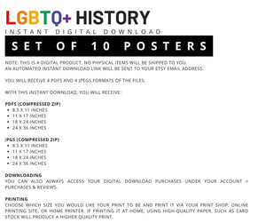 Vintage LGBTQ+ Inspirational Quote Posters | Set of 10 | Diverse Leaders | LGBT History Classroom Education Printable | Instant Download