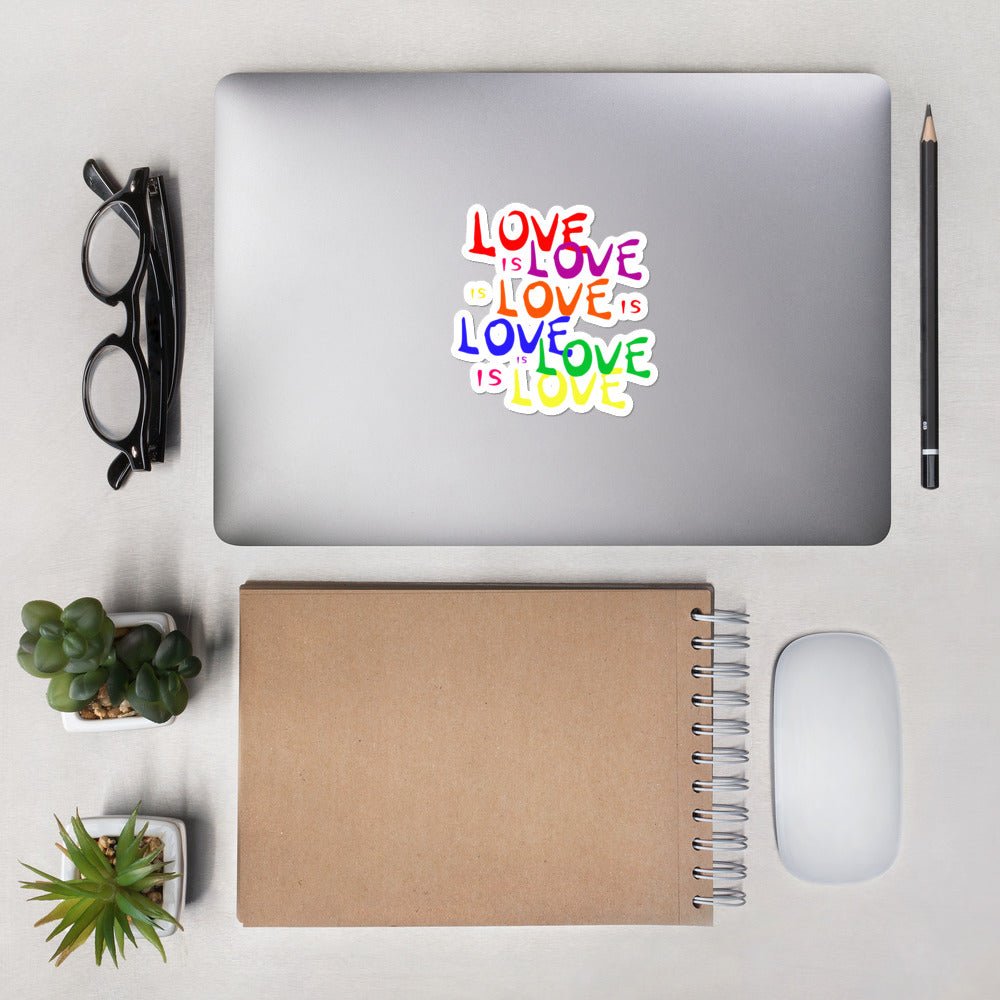 Love is Love LGBTQ Rainbow Pride Lesbian Gay Bi Trans Queer Gifts Bubble-free stickers - ActivistChic