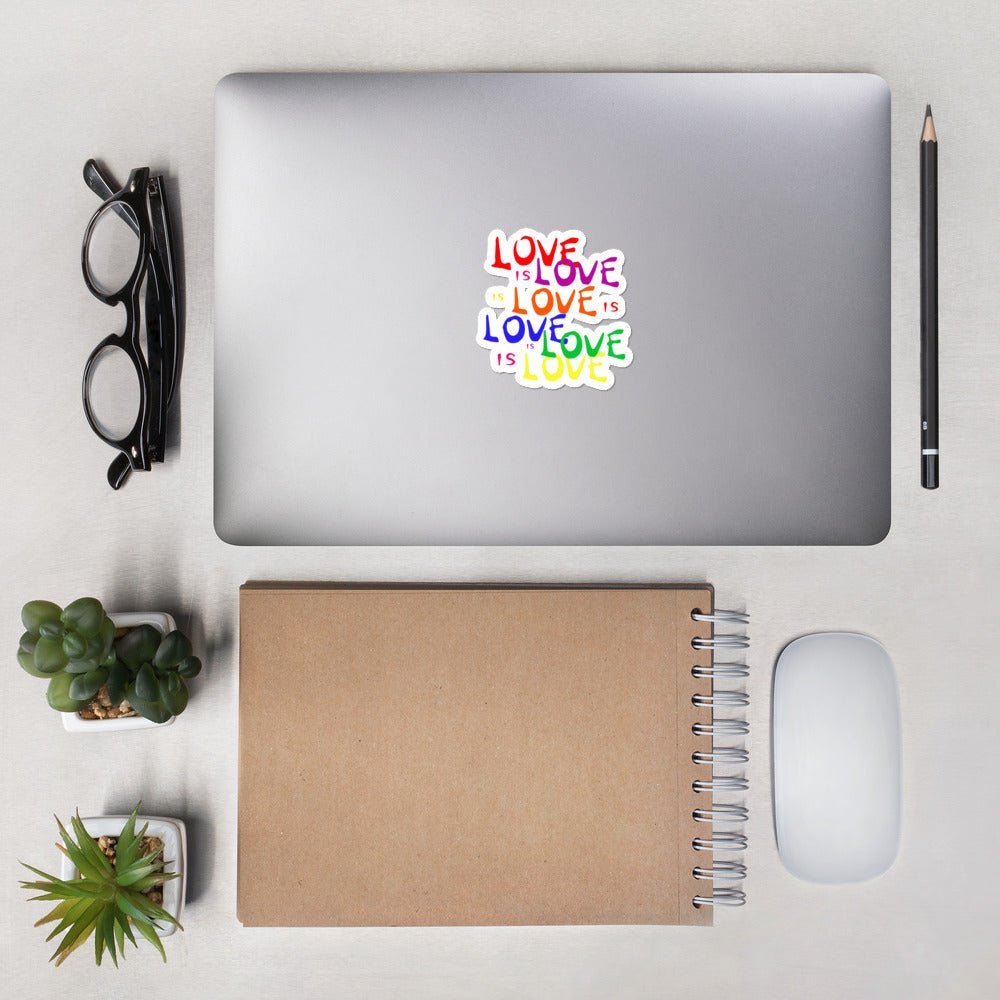 Love is Love LGBTQ Rainbow Pride Lesbian Gay Bi Trans Queer Gifts Bubble-free stickers - ActivistChic