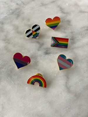 New Rainbow Flag Progress Pride Enamel Pin | 1" x 1/2" | Subtle LGBTQIA+ Trans Rainbow Flag Pin | LGBT Pride Pin | Pride Month Gifts - ActivistChic