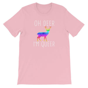 Oh Deer I'm Queer LGBTQ Bisexual Pride Gay Lesbian Short-Sleeve Unisex T-Shirt - ActivistChic