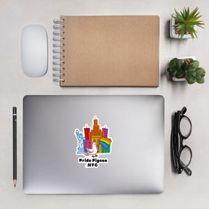 Pride Pigeon NYC LGBTQ Rainbow Flag City Pet Bird Pigeons Bubble-free stickers - ActivistChic