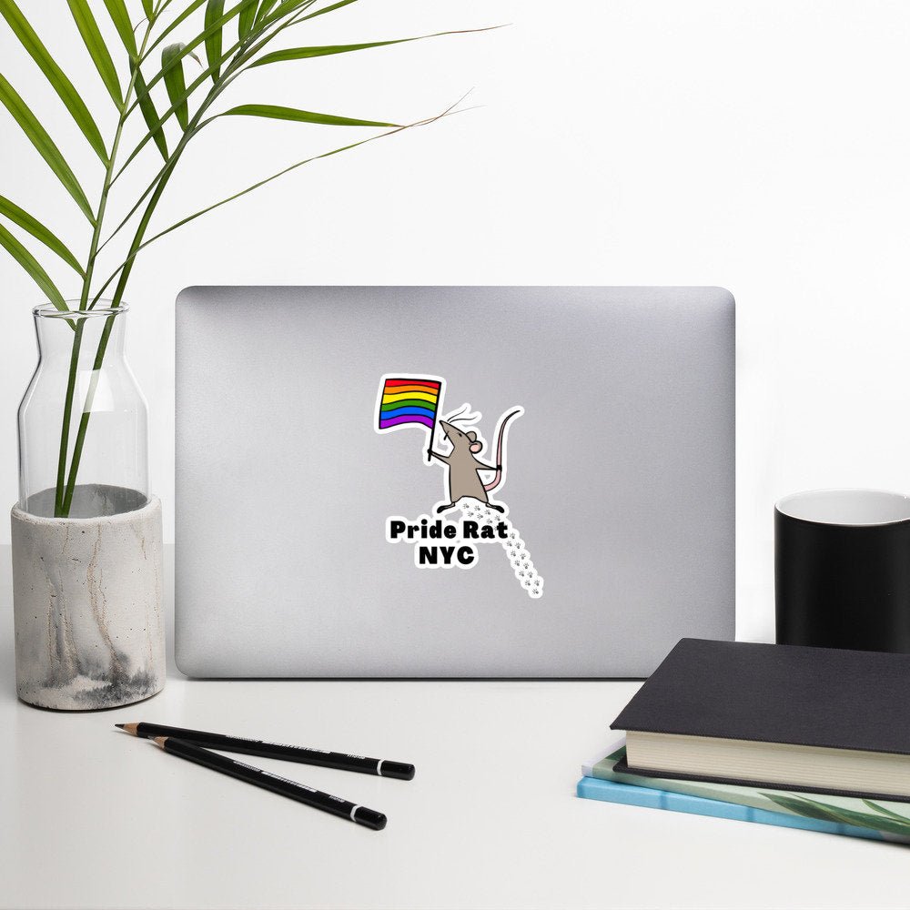 Pride Rat NYC LGBTQ Rainbow Flag City Pet Animal Cute Rats Bubble-free stickers - ActivistChic