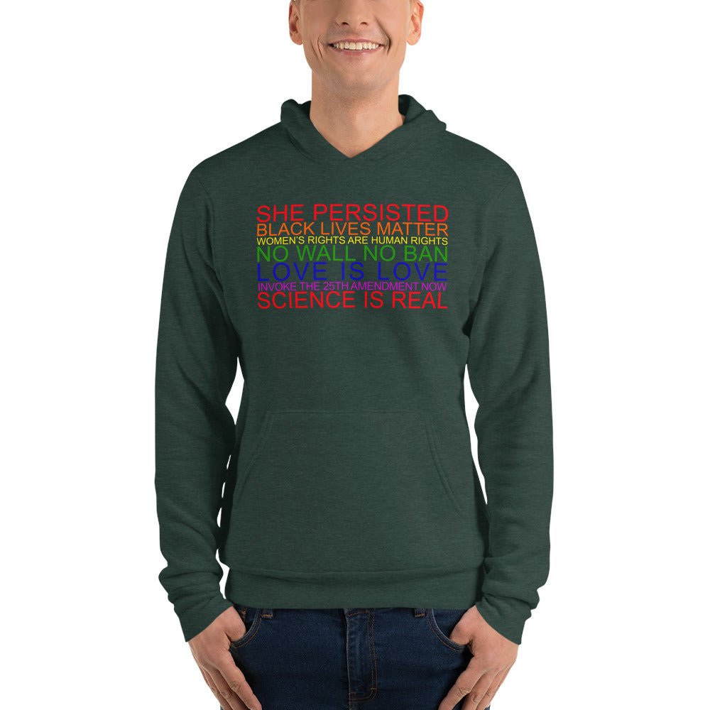 She Persisted, No Wall No Ban, Science Is Real, Love is Love, Women's Rights and Black Lives Matter Unisex hoodie - ActivistChic